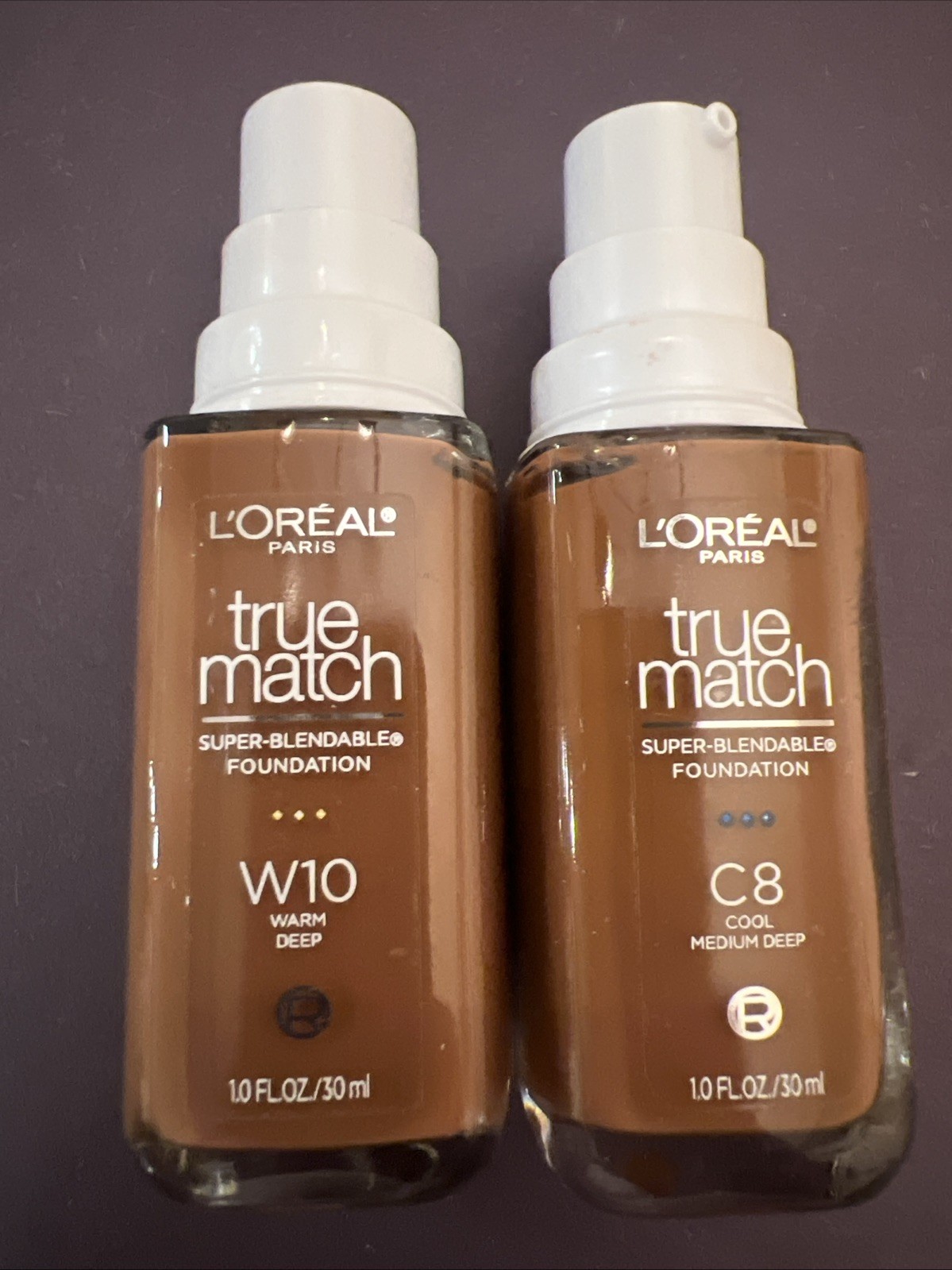 L’Oreal Paris True Match Foundation, W10 Warm Deep~C8 Cool Med Deep~No Lid~ New