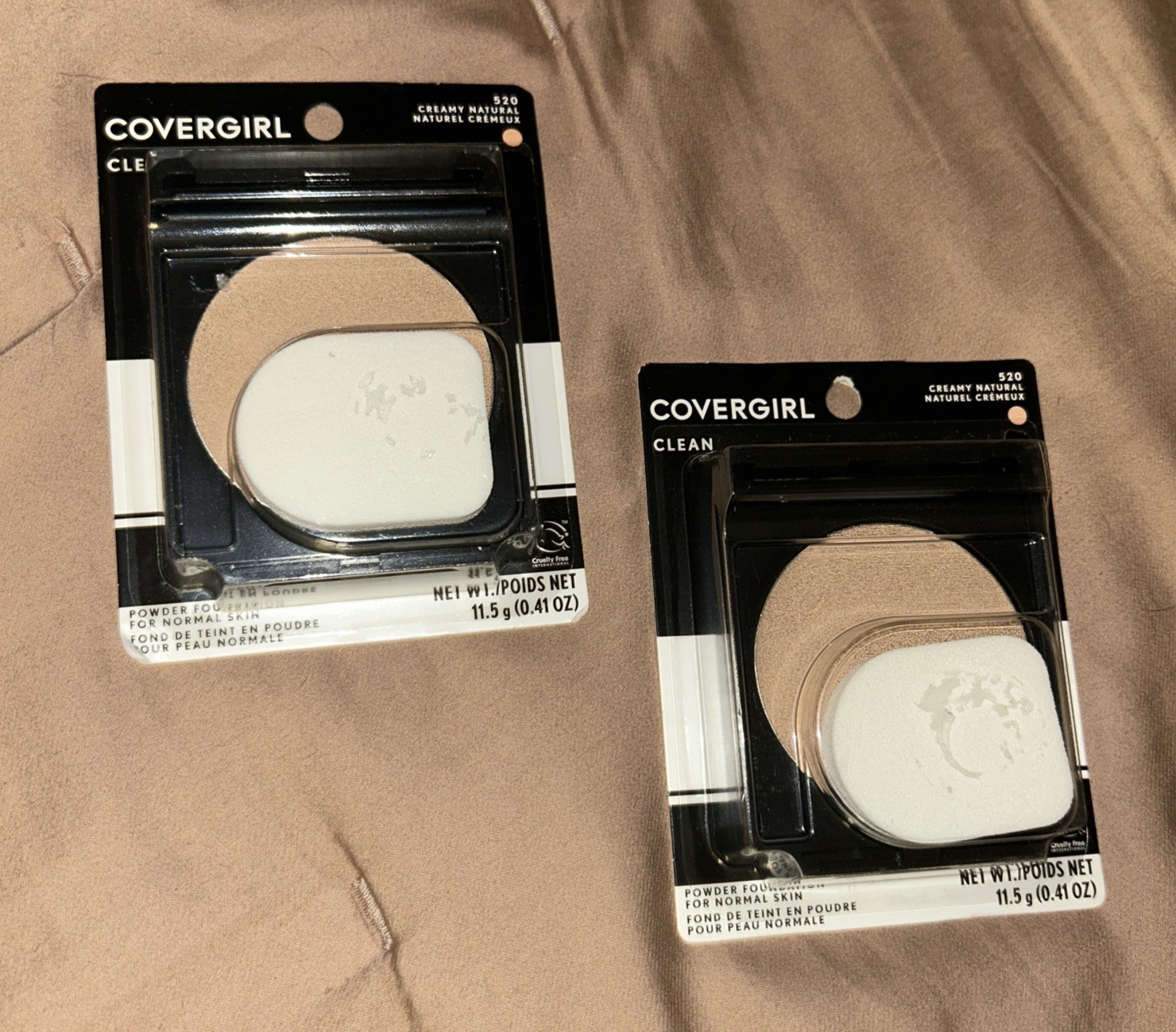 CoverGirl Clean Powder Foundation 520 Creamy Natural New- 2 Pack Lot