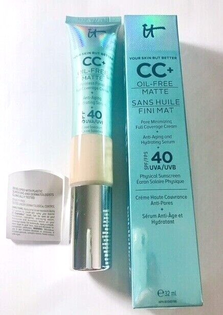 IT Cosmetics CC+ OIL FREE MATTE Pore Minimizing FULL Coverage Cream LIGHT MEDIUM