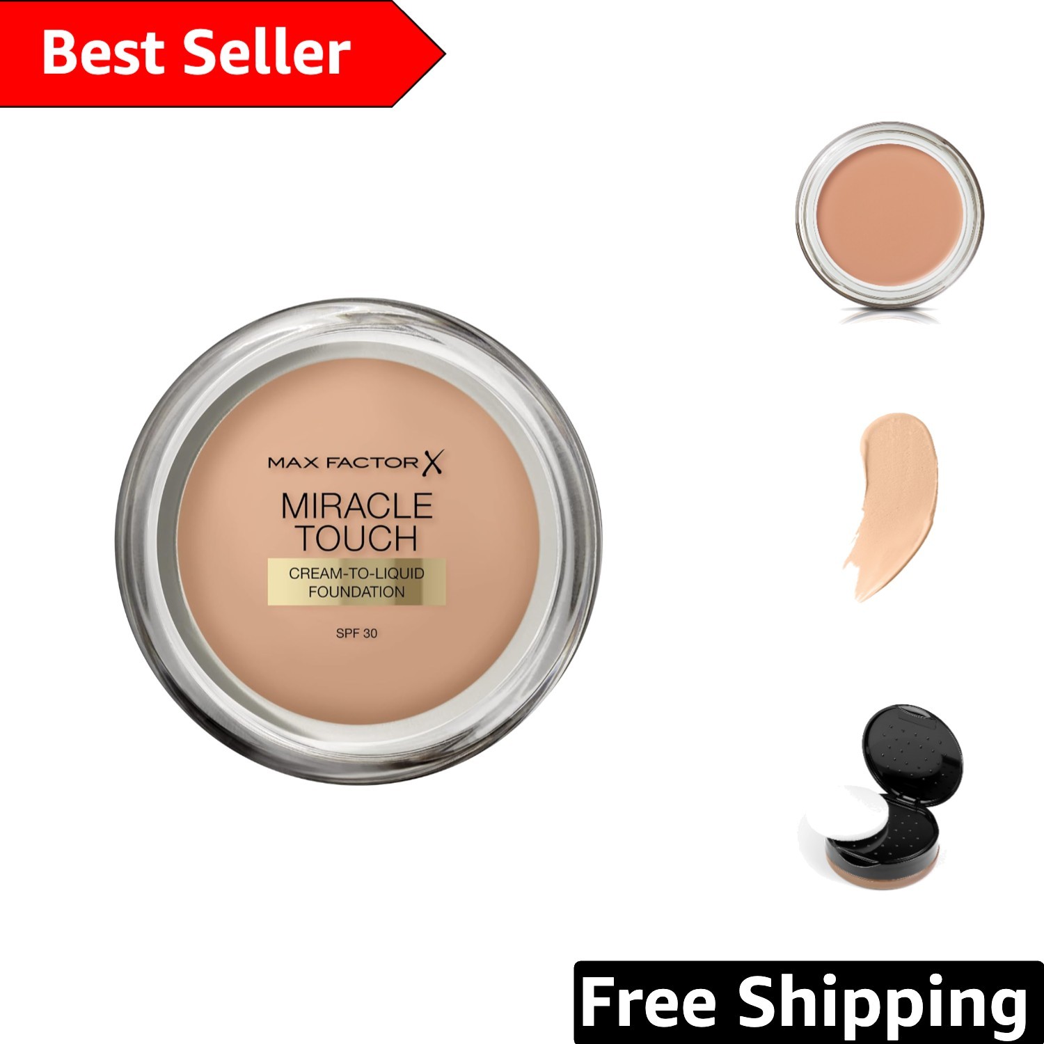 Miracle Touch Liquid Foundation SPF 30 – Perfectly Smooth Golden Finish, 0.41oz
