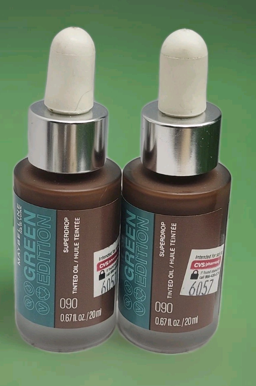 Maybelline Green Edition Superdrop Tinted Oil Foundation Color 090 .67oz Ea 2pcs