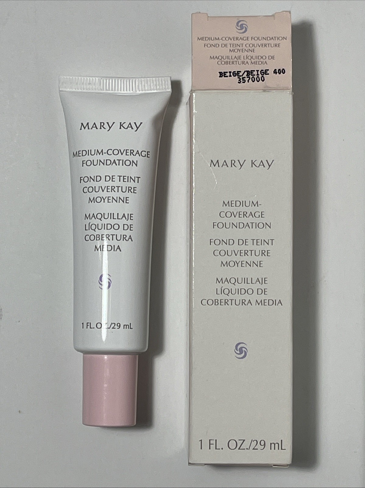 Mary Kay Medium Coverage Foundation BEIGE 400 #357000 Pink Cap Discontinued NIB