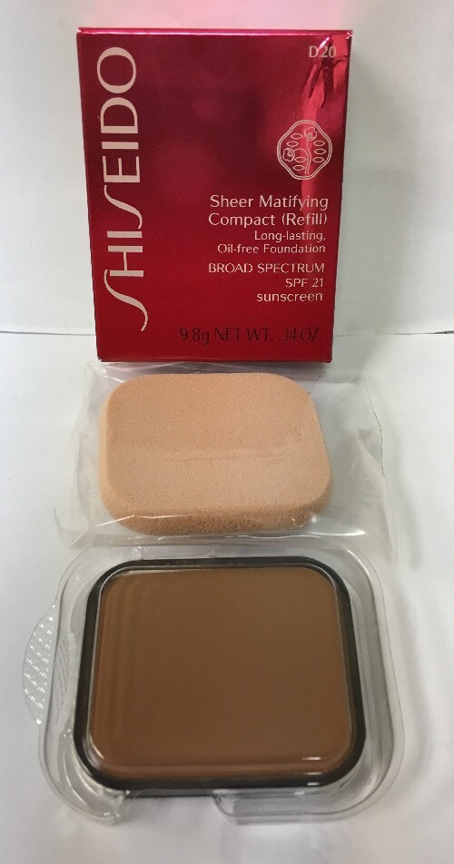 SHISEIDO SHEER MATIFYING COMPACT REFILL FOUNDATION SPF21 D20 RICH BROWN