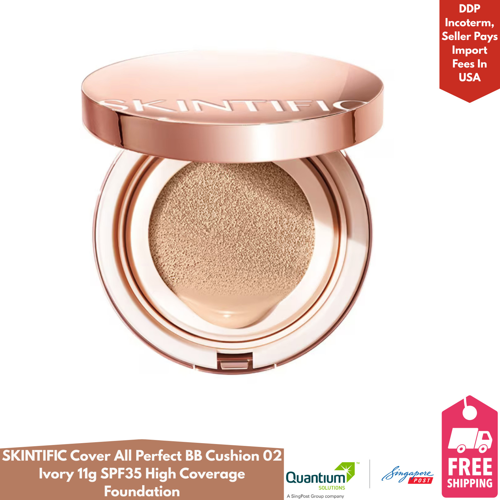 SKINTIFIC BB Cushion 02 Ivory 11g – 5X Ceramide SPF35 Full Coverage Long Lasting