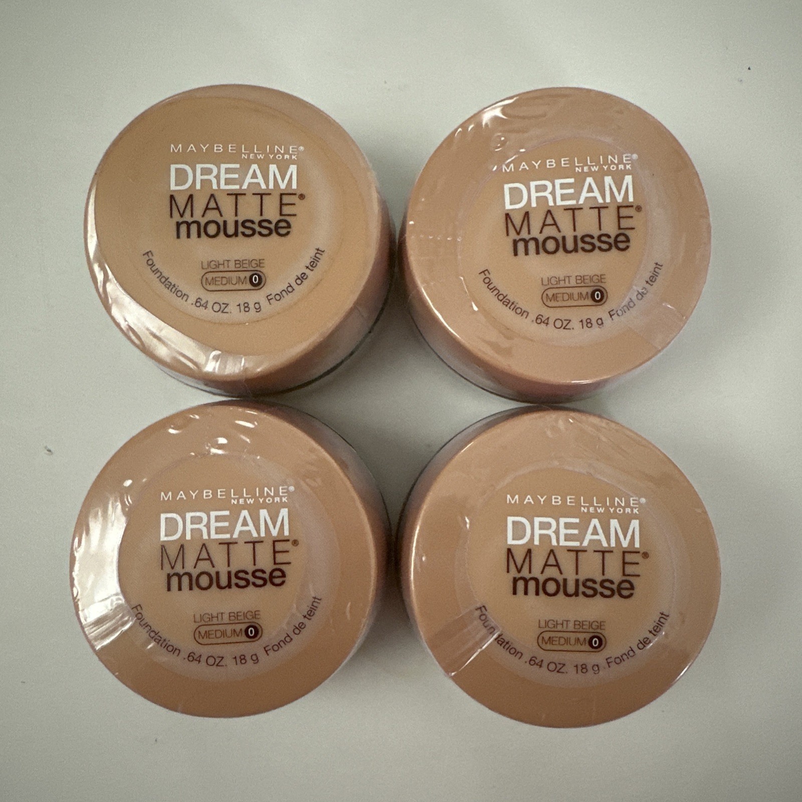 (4) Maybelline Dream Matte Mousse Light Beige Medium 0 Foundation .64oz