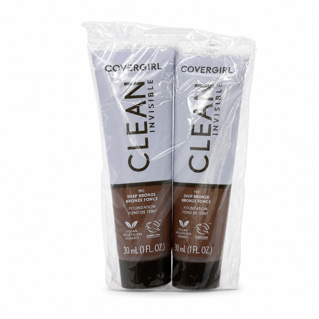 COVERGIRL Clean Invisible Foundation Liquid Deep Bronze All Skin, 2 PACK