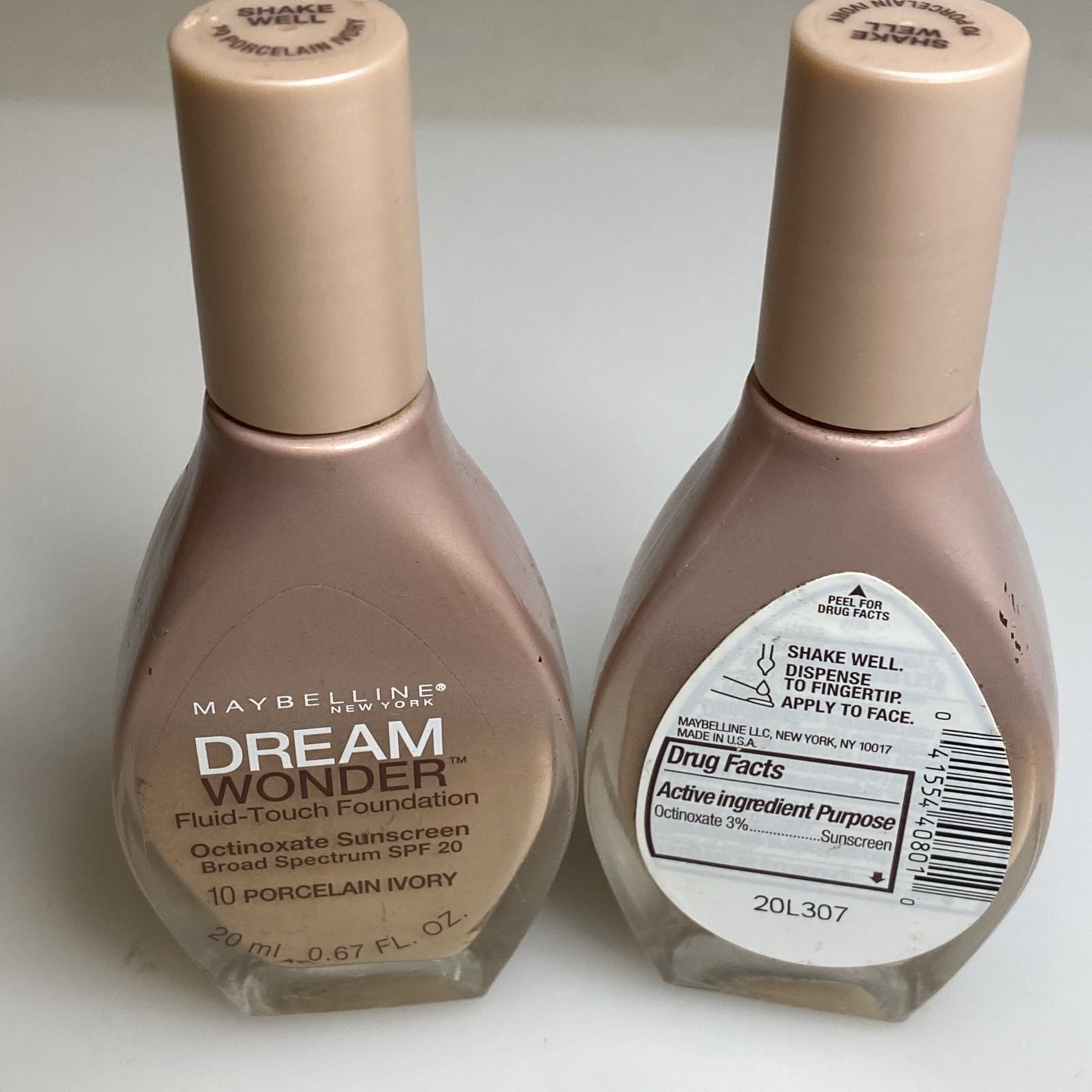2x Maybelline New York Dream Wonder Fluid-Touch Foundation #10 Porcelain Ivory