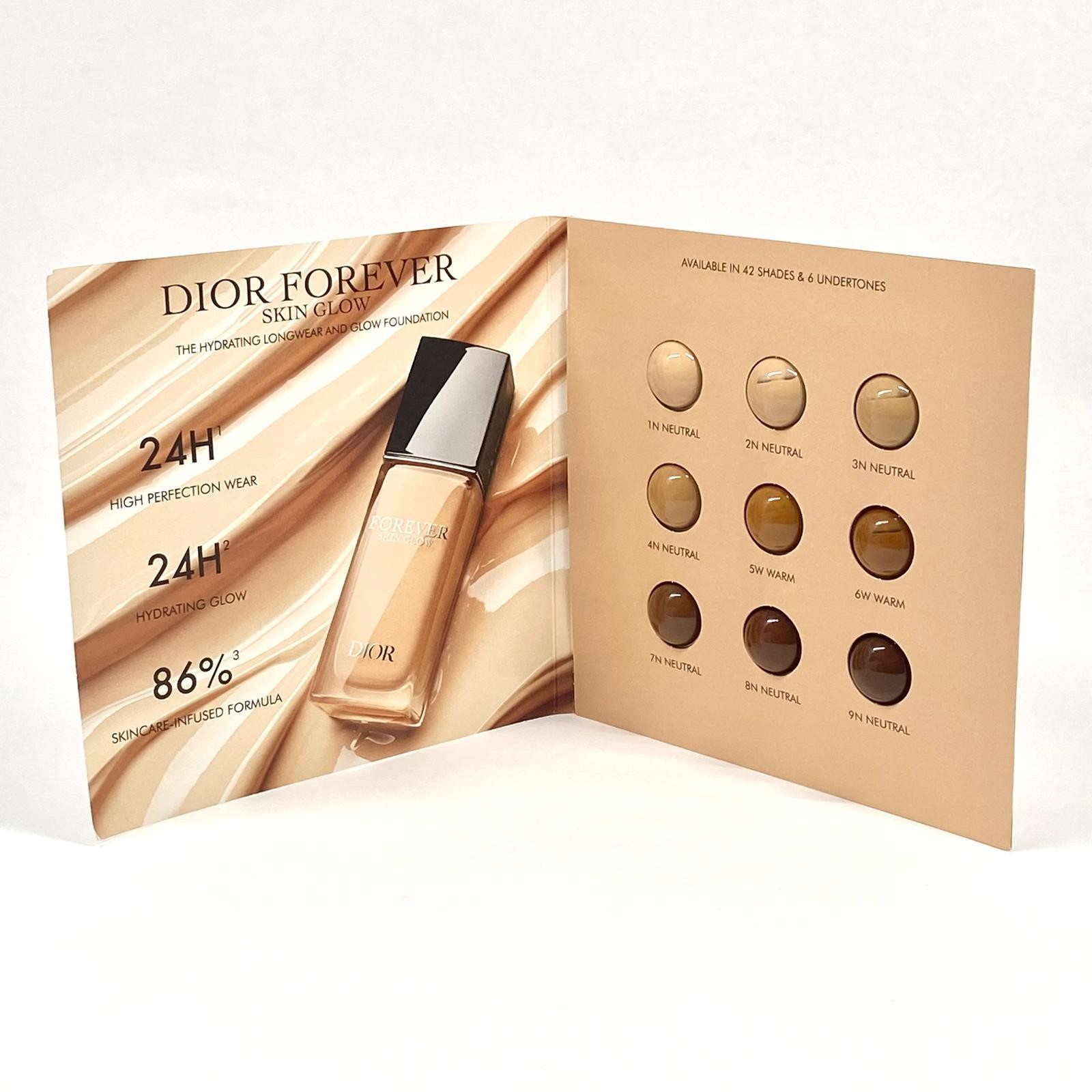 Dior Forever Skin Glow Foundation 8 Shades Sample Card 9 x 0.5 ml / 0.01 fl oz