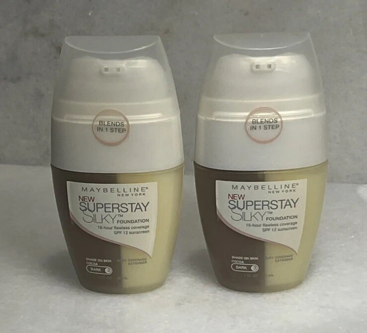 2 Maybelline Superstay Silky Foundation SPF 12 – Dark 3 Cocoa – 1oz