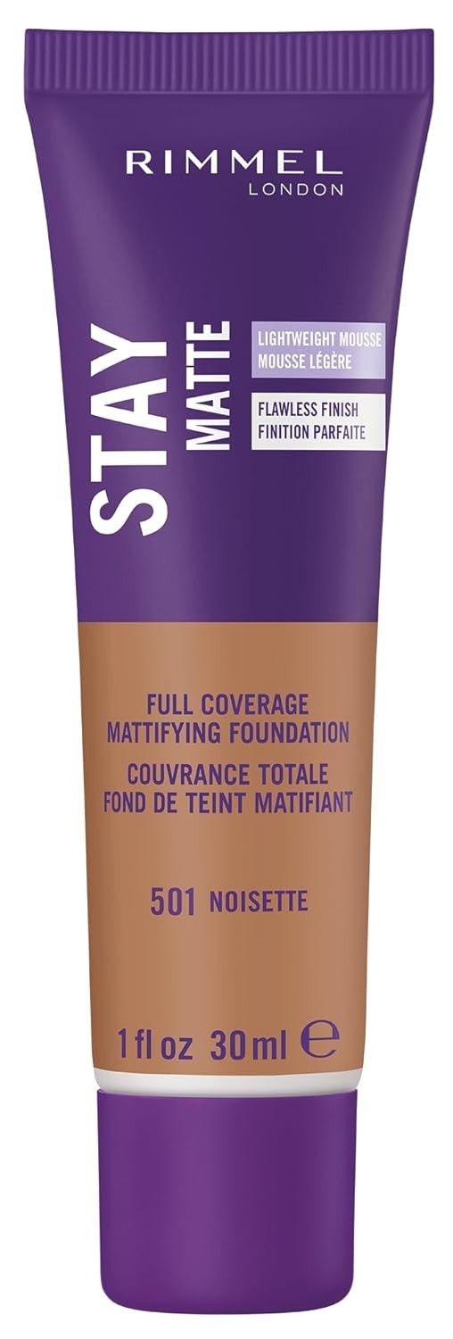 Rimmel London Stay Matte Liquid Mousse – 501 Noisette – Foundation, Lightweight