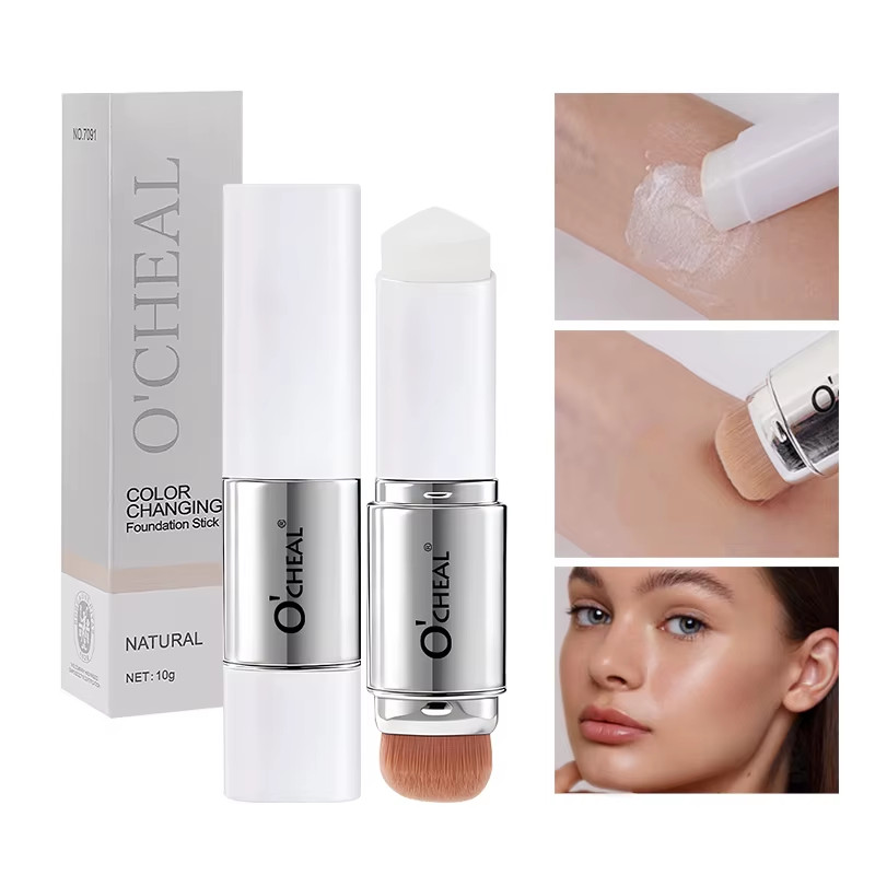 Temperature Changing Foundation Stick Facial Coverage Blemishes Pores Double-Hea