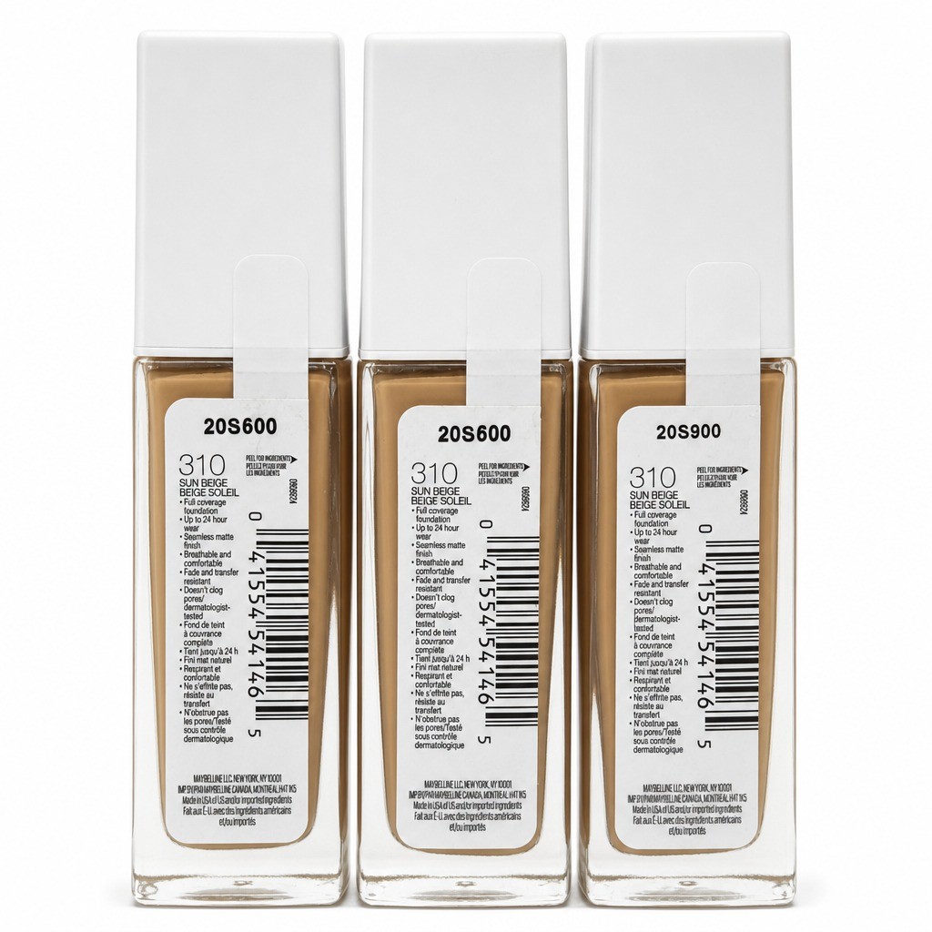 Maybelline Super Stay Liquid Foundation 310 Sun Beige Full Coverage 3pk