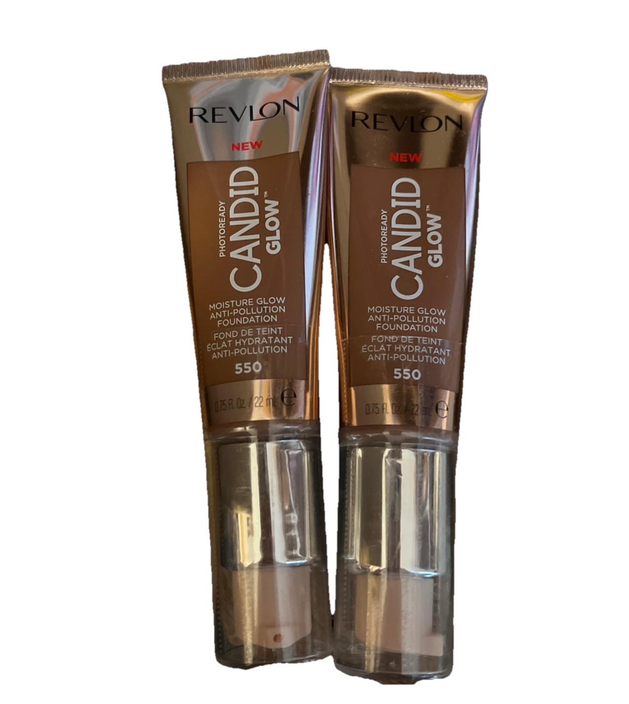 Lot of 2 Revlon Photoready Candid Glow Anti-Pollution Foundation- 550 Mocha- NEW