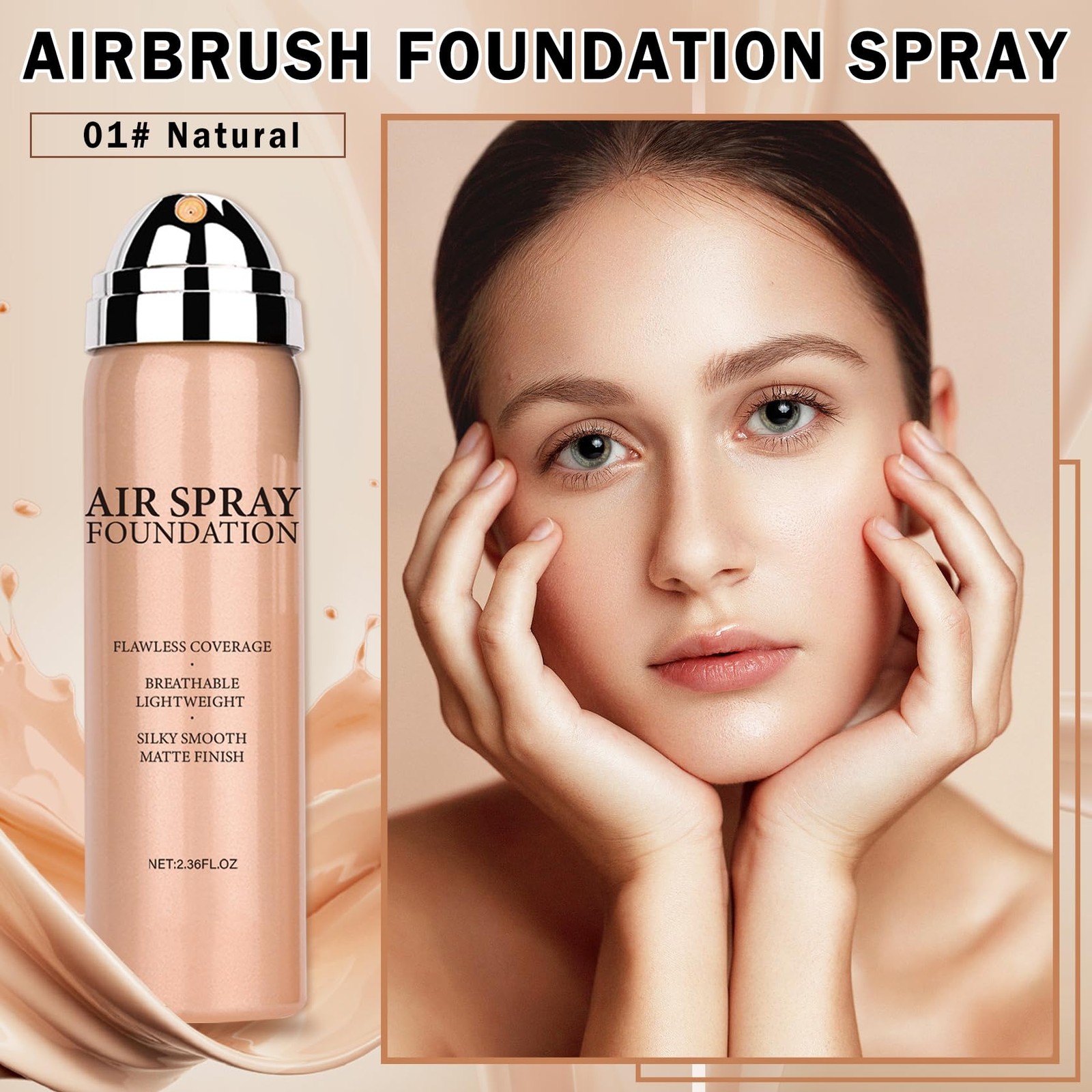 Airbrush Foundation Spray for Mature Skin – Full Coverage, Waterproof,