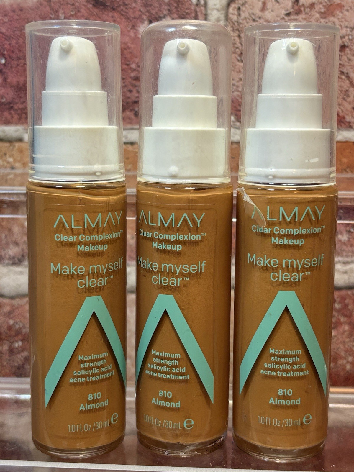 3x Almay Clear Complexion Make Myself Clear Makeup, 810 Almond, 1 fl oz Each