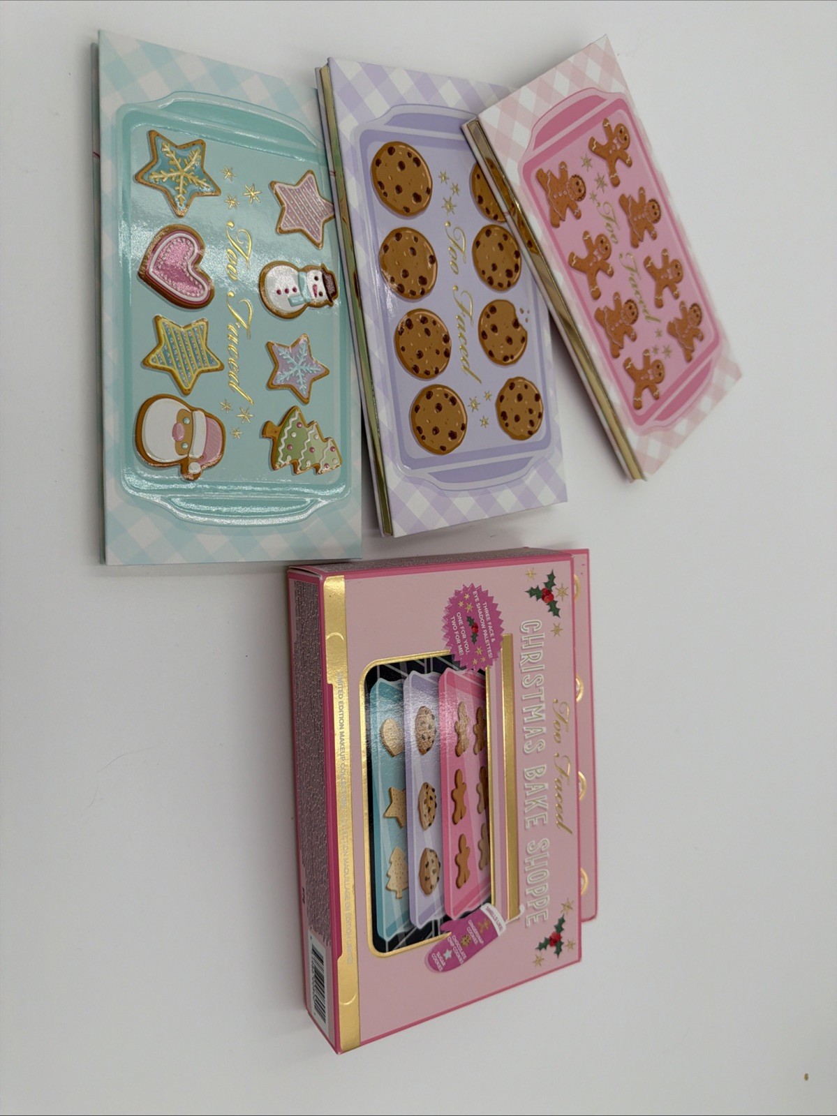 Too Faced Christmas Bake Shoppe 3pc Eye & Face Blush Palette Makeup Set NIB