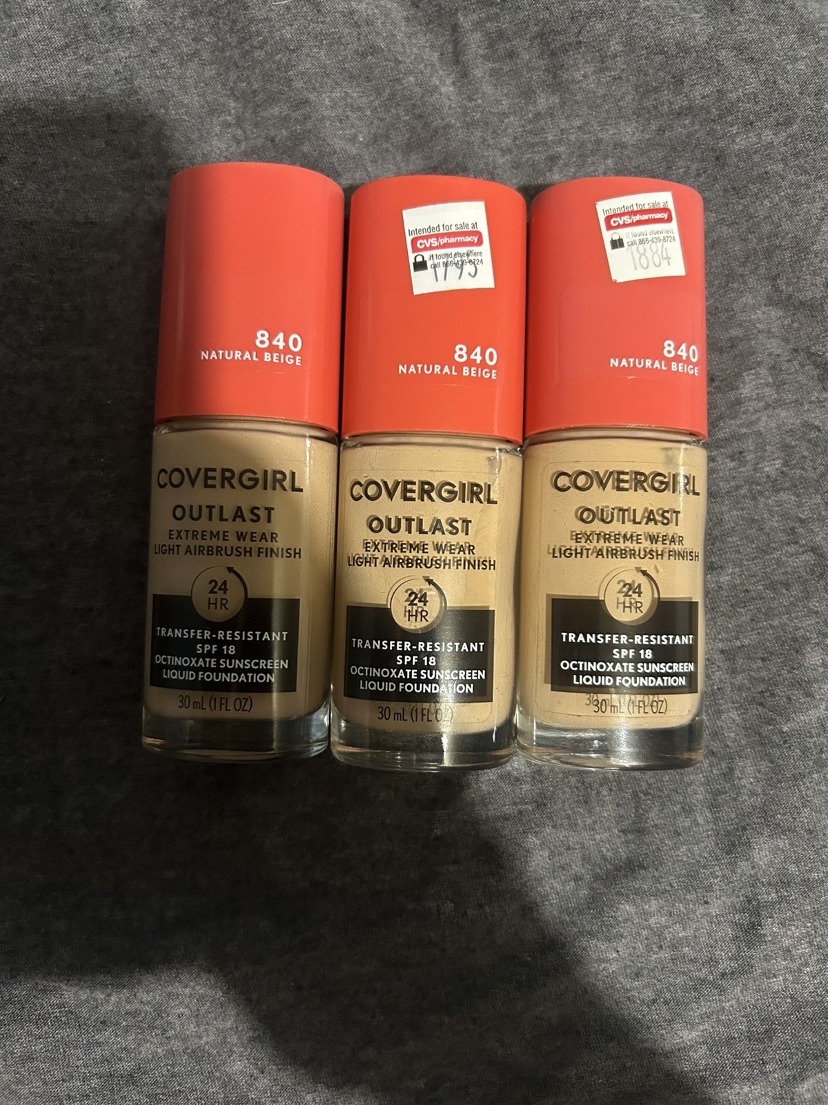 COVERGIRL Outlast 3-IN-1 Foundation 840 Natural Beige 24H Coverage New lot of 3