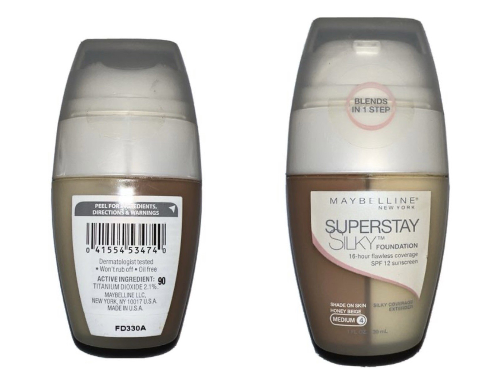 2 PACK Maybelline SuperStay Silky Foundation SPF 12 Honey Beige Medium 4 (4740)