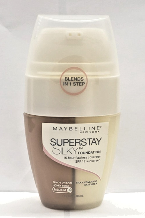 NEW Maybelline SuperStay Silky Foundation SPF 12- HONEY BEIGE MEDIUM 4