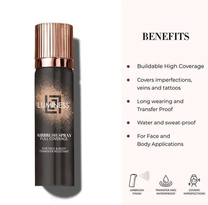 NWT Luminess AirbrushSpray FullCoverageFoundation with BuffingBrush-LightFair010