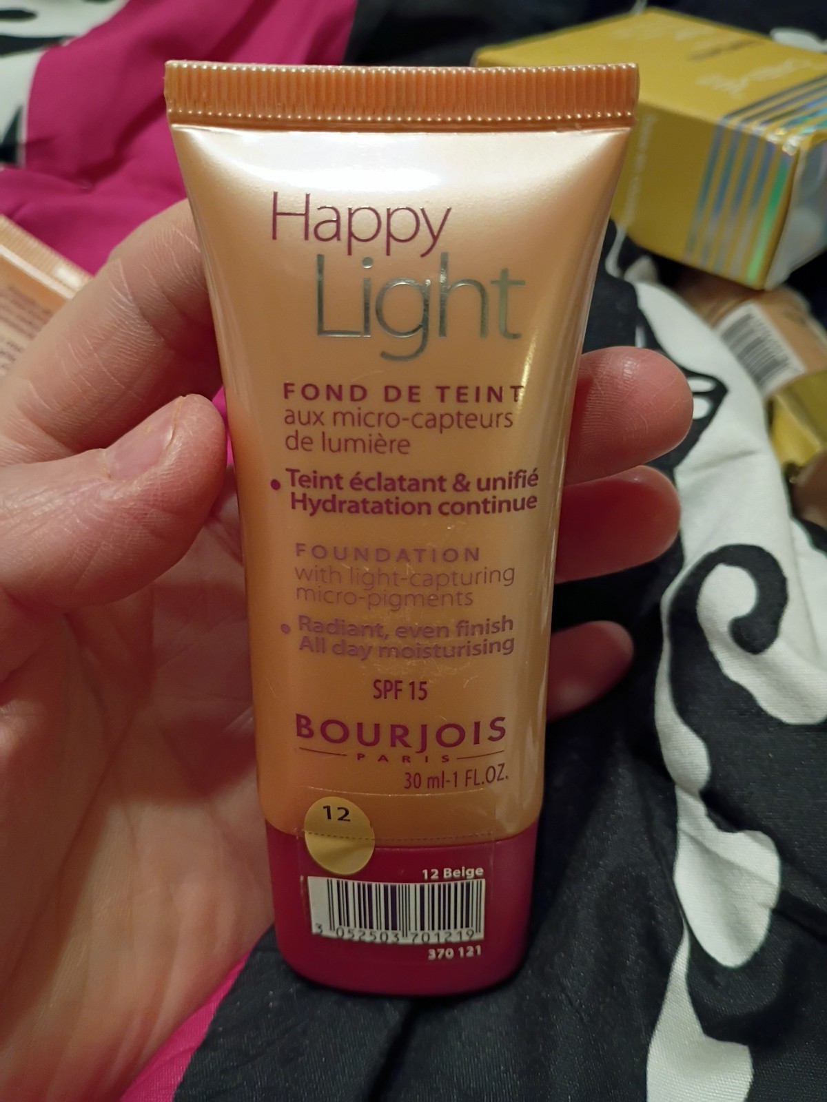 New 1 Fl Oz Bourjois Happy Light Foundation Light Reflecting #12 Beige
