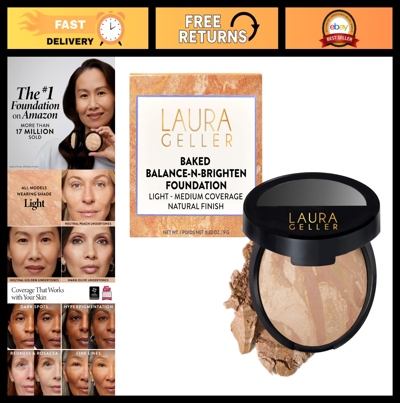 Baked Balance-n-Brighten Color Correcting Powder Foundation – Matte Finish, Buil