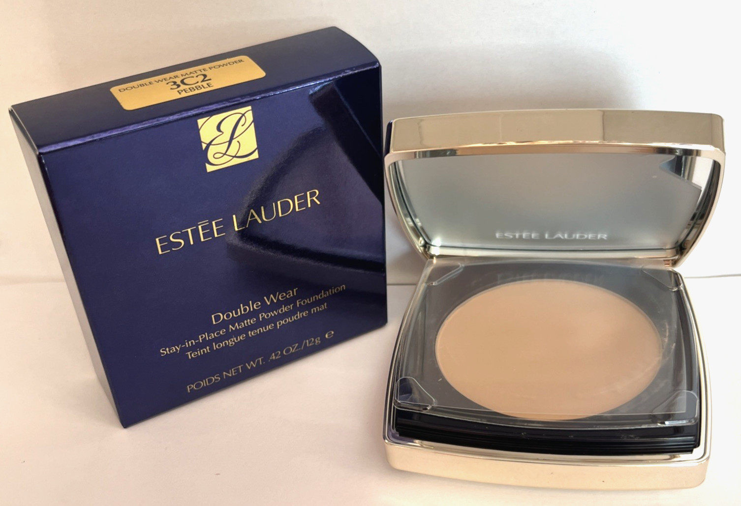 Estee Lauder Double Wear Matte Powder Foundation 3C2 PEBBLE 0.42 oz 12 g New