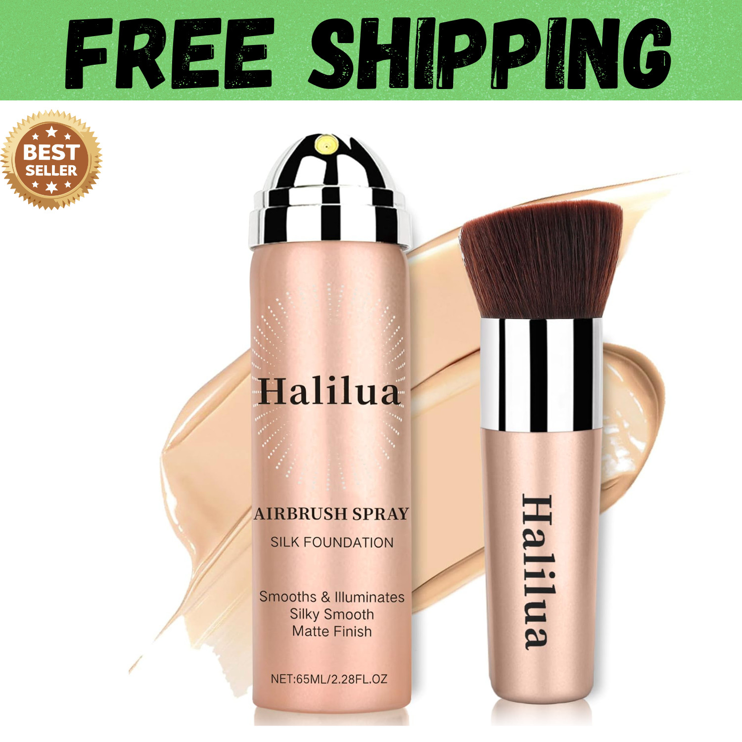 Airbrush Foundation Spray with Brush – Full Coverage Magic Minerals Airbrush Fou