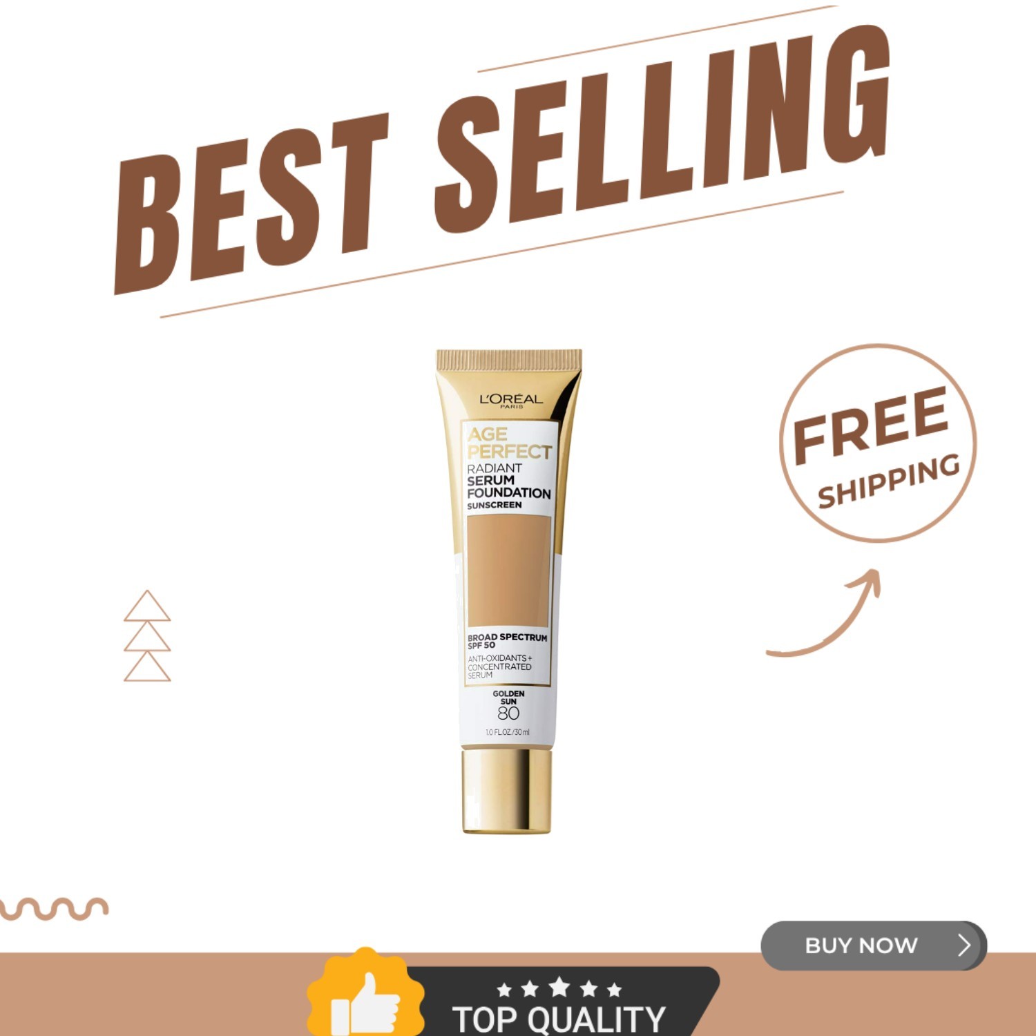 All-Day Hydration Foundation with SPF 50 – Age Perfect, Golden Sun 1 Fl Oz
