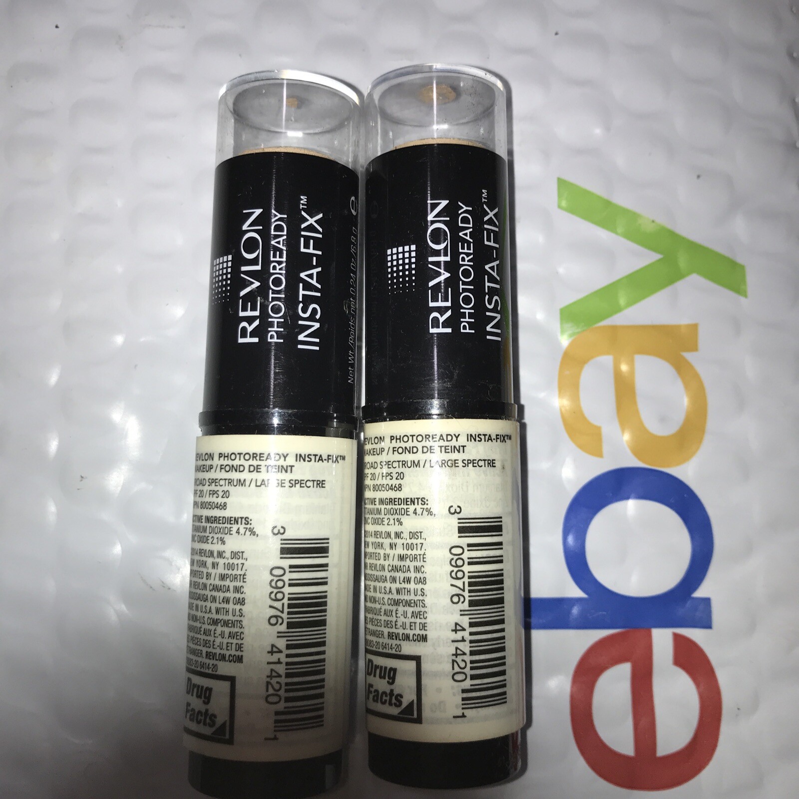 2 Tube Lot REVLON PhotoReady INSTA-FIX Foundation 120 VANILLA SPF20 unsd FLAW