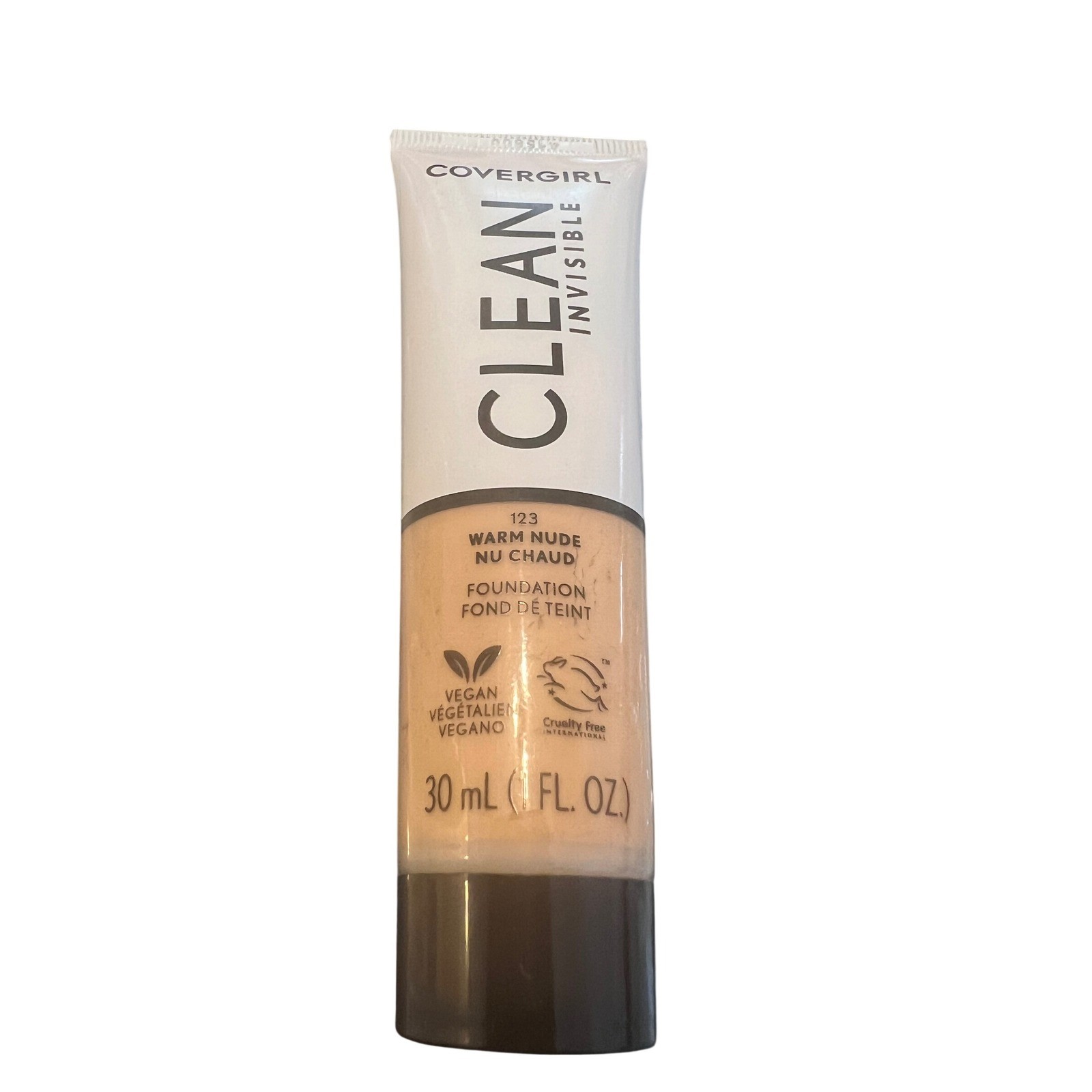 Covergirl Clean Invisible Foundation 123 Warm Nude Vegan Fragrance Free 1 fl oz