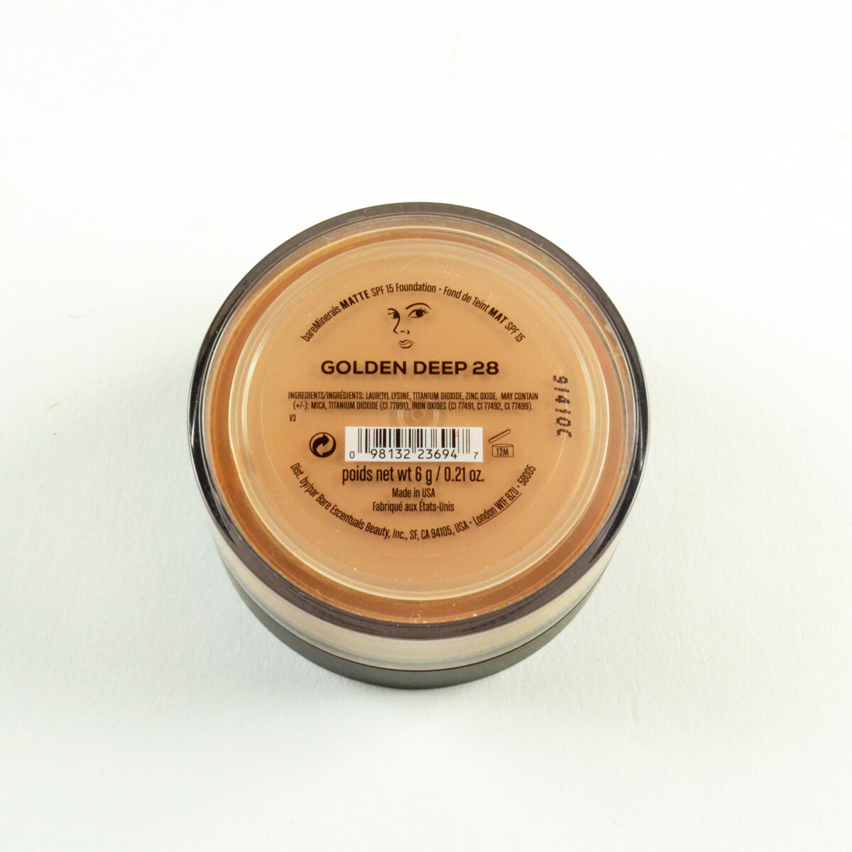 bareMinerals Matte Foundation SPF15 GOLDEN DEEP 28 – Size 6 g / 0.21 Oz. New
