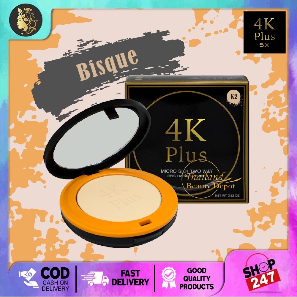 4K Plus Micro Silk Two Way Powder Foundation Long Lasting Bisque Skin #K2