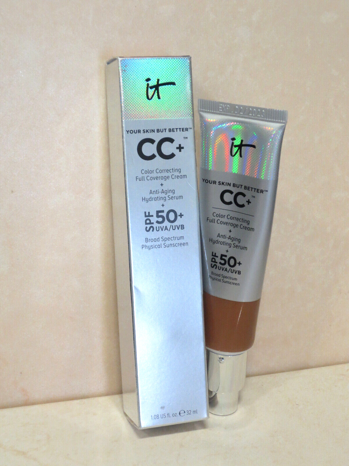 IT COSMETICS YOUR SKIN BUT BETTER CC+ FULL COVERAGE CREAM SPF50 – DEEP – 1.08 OZ