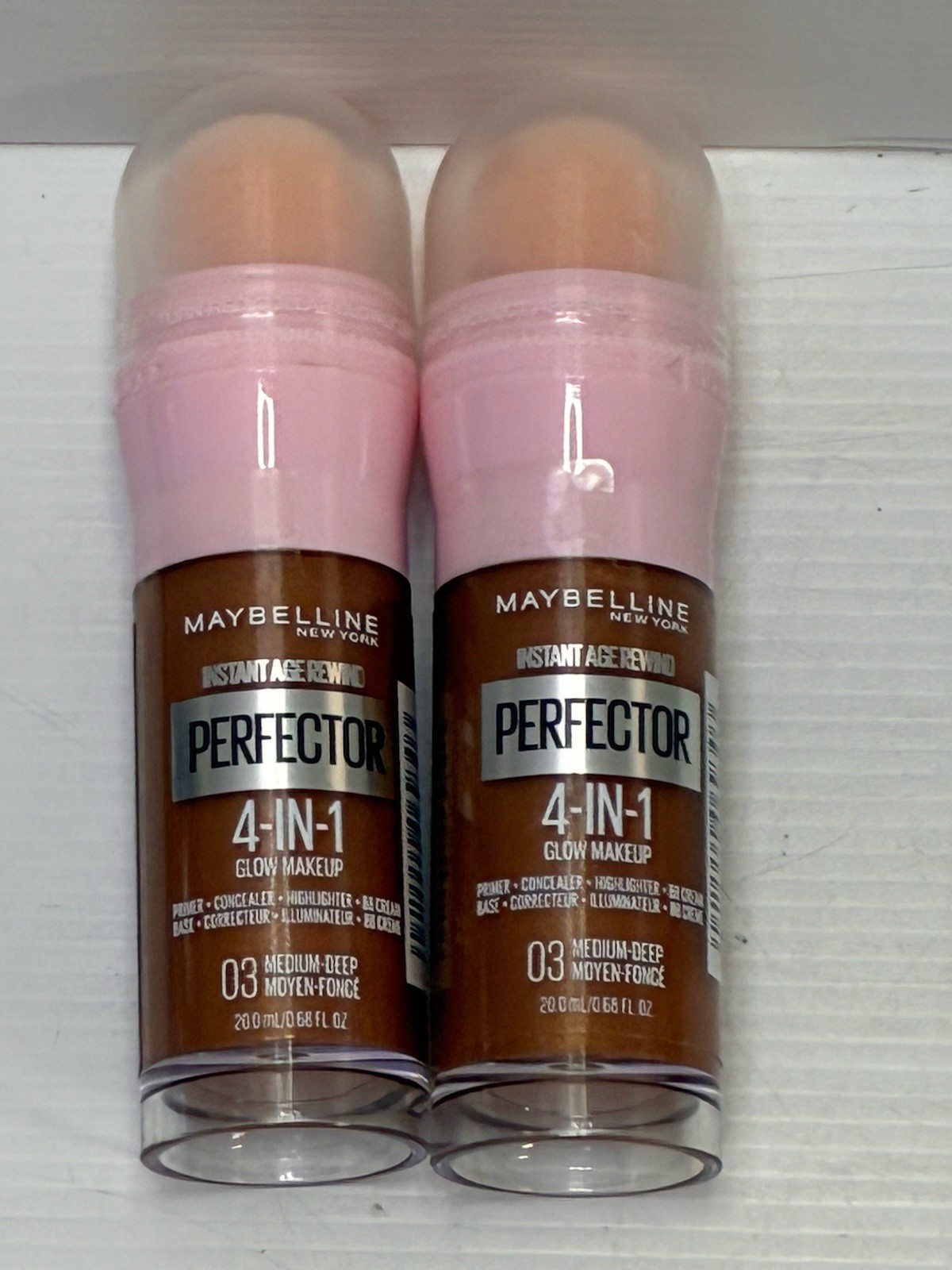 Lot of 2 Maybelline Instant Age Rewind Perfector 4-1 Glow Makeup 03 Med. Deep