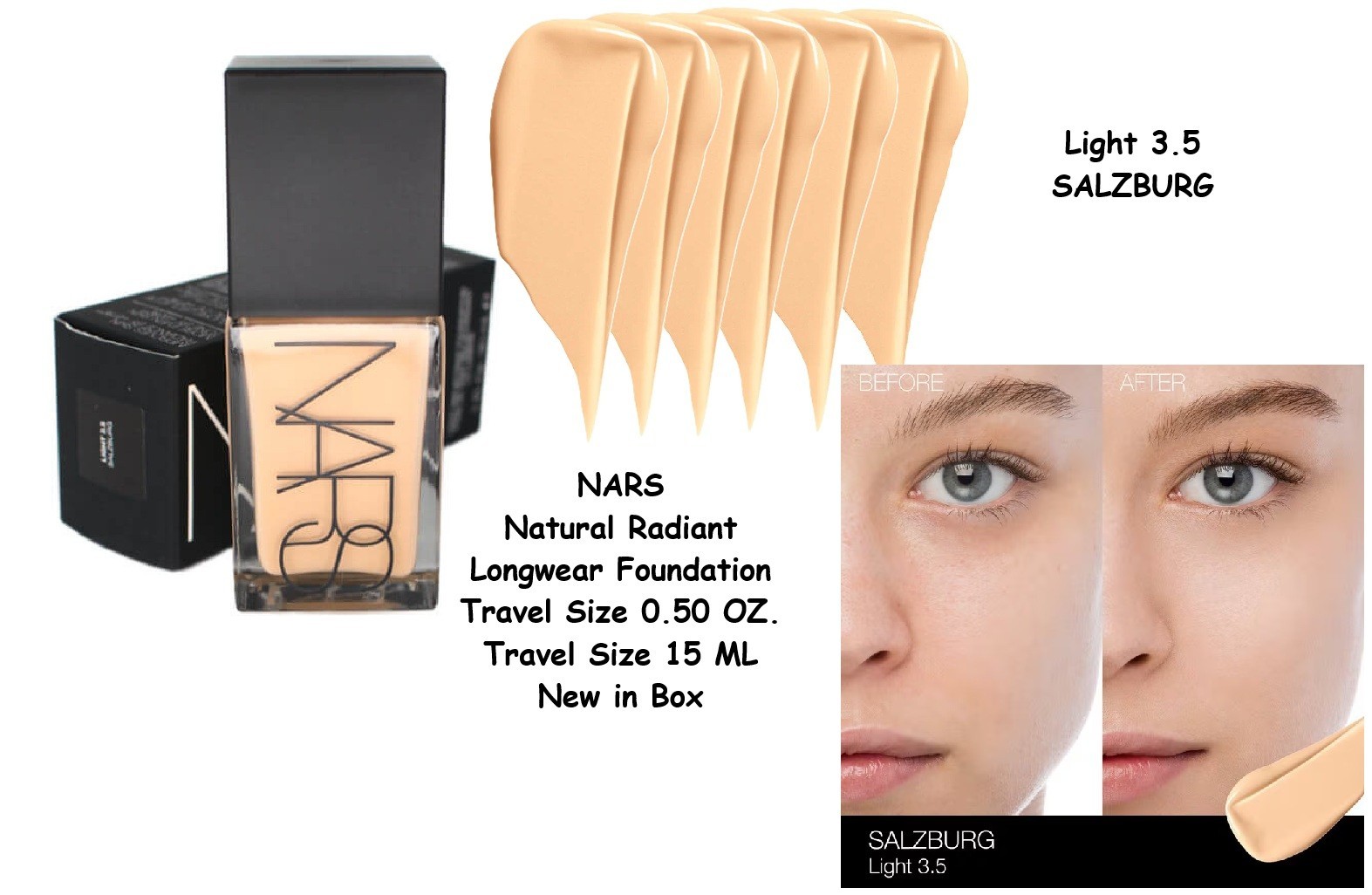 NARS SALZBURG Light 3.5 Natural Radiant Longwear Foundation Travel Size 0.50 OZ