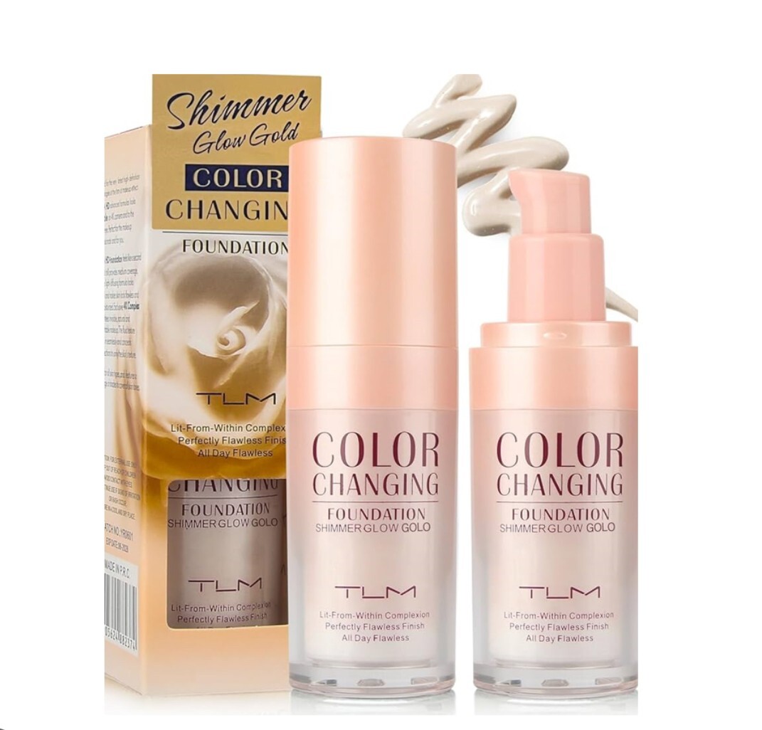 2x TLM Color Changing Foundation with GOLD SHIMMER Liquid Base Concealer Cream