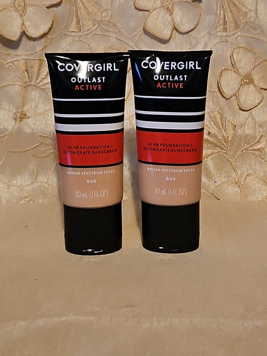 2-CoverGirl-Outlast-Active 24hr Foundation #840 NATURAL BEIGE-1 OZ.-EACH! READ!