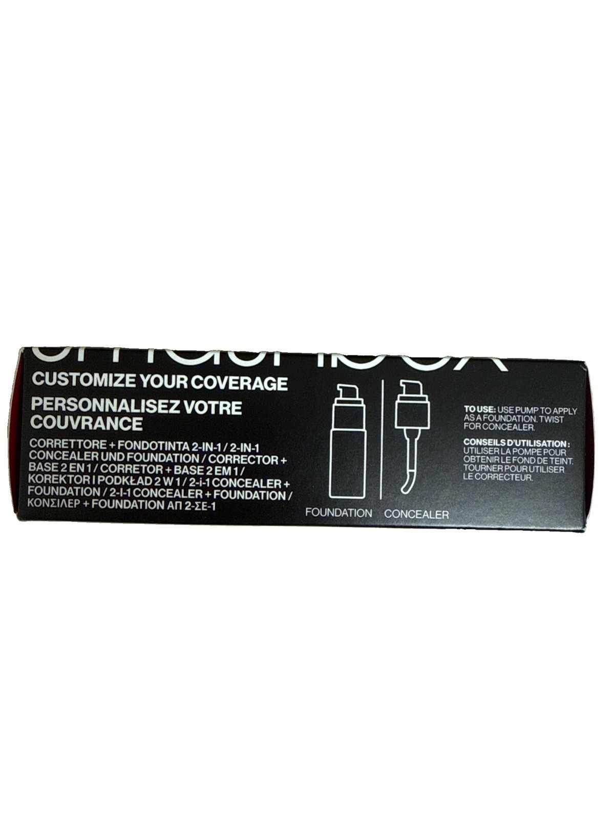 2-in-1 corrective makeup base, evens skin tone, natural finish.