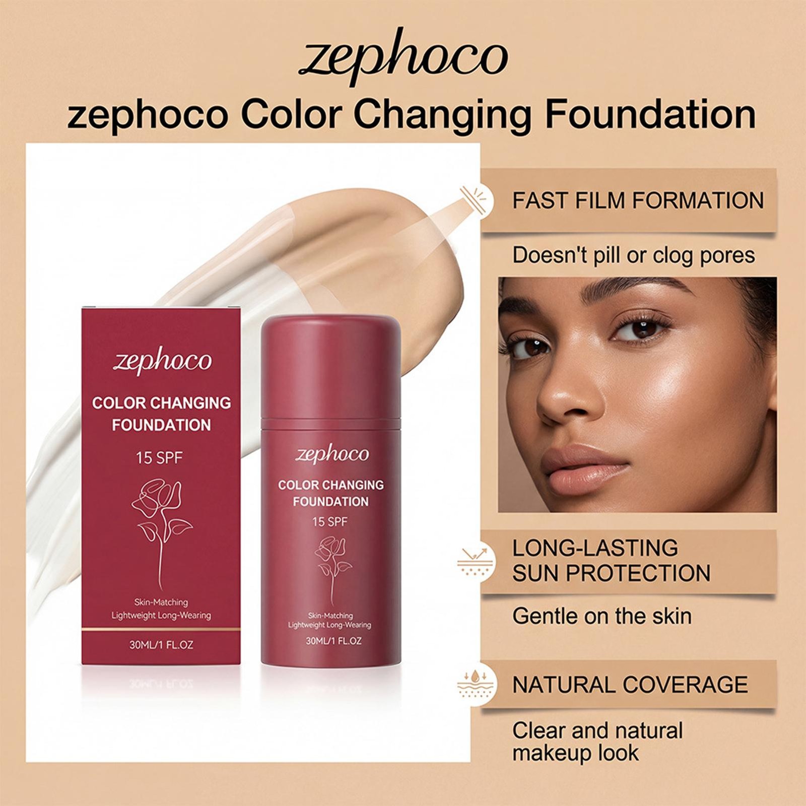 Zephoco Color Changing Foundation SPF 15 (30ml)