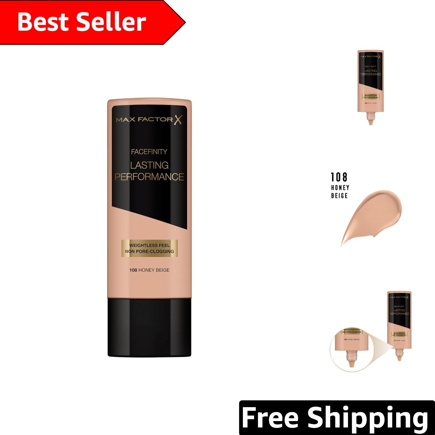 Lasting Performance 35ml Fragrance-Free Makeup for Sensitive Skin – Honey Beige