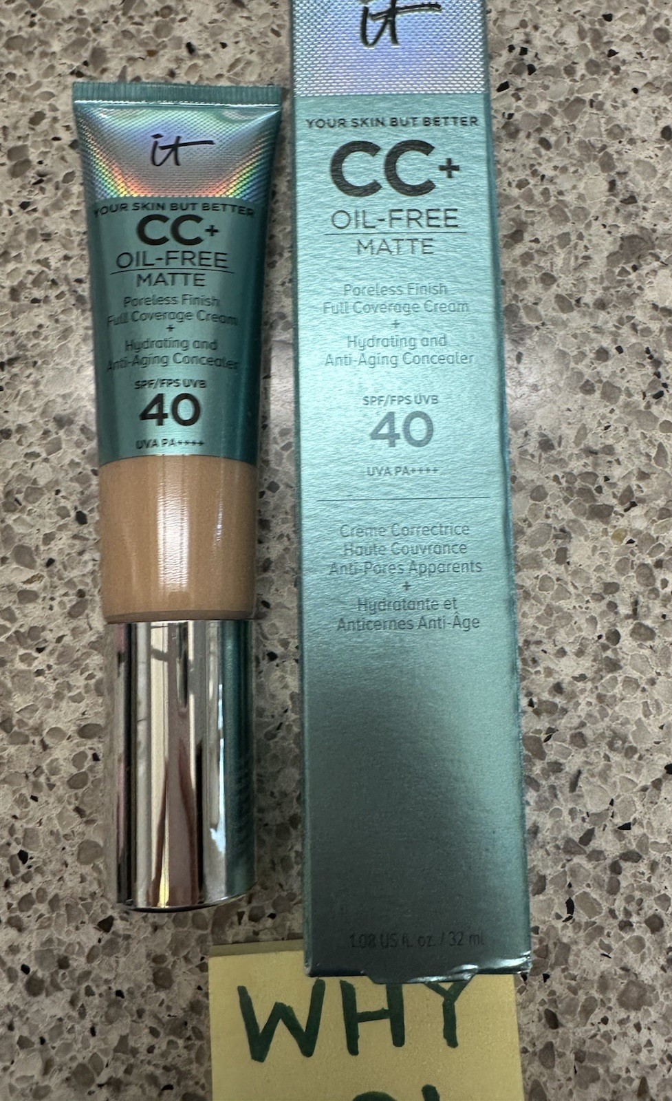 IT Cosmetics CC+ Oil-Free Matte Poreless Cream + Concealer MEDIUM 1oz/32mL FULL