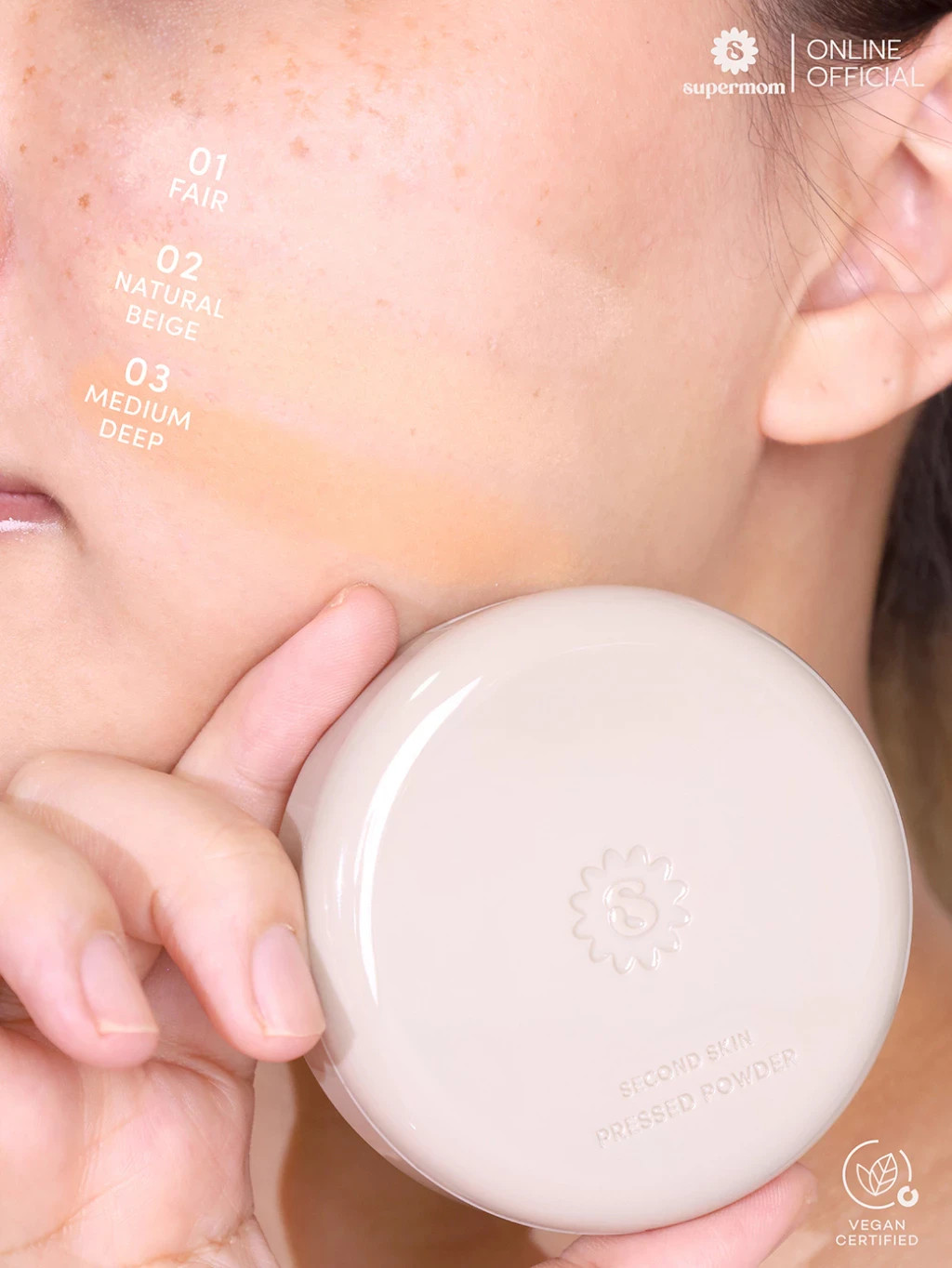 SUPERMOM l​ Second skin pressed powder Foundation Powder Vegan Certified 9g