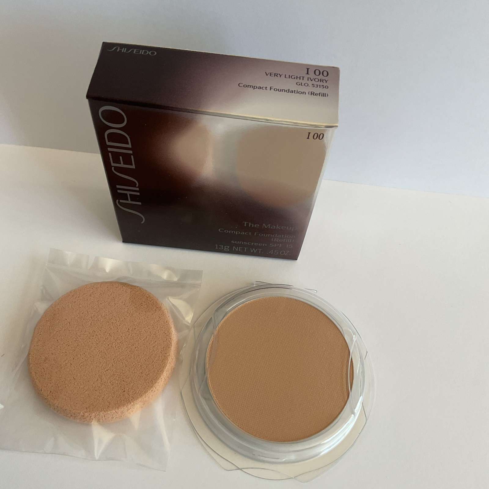SHISEIDO THE MAKEUP COMPACT FOUNDATION w case SPF 15 # I 00 Very Light Ivory