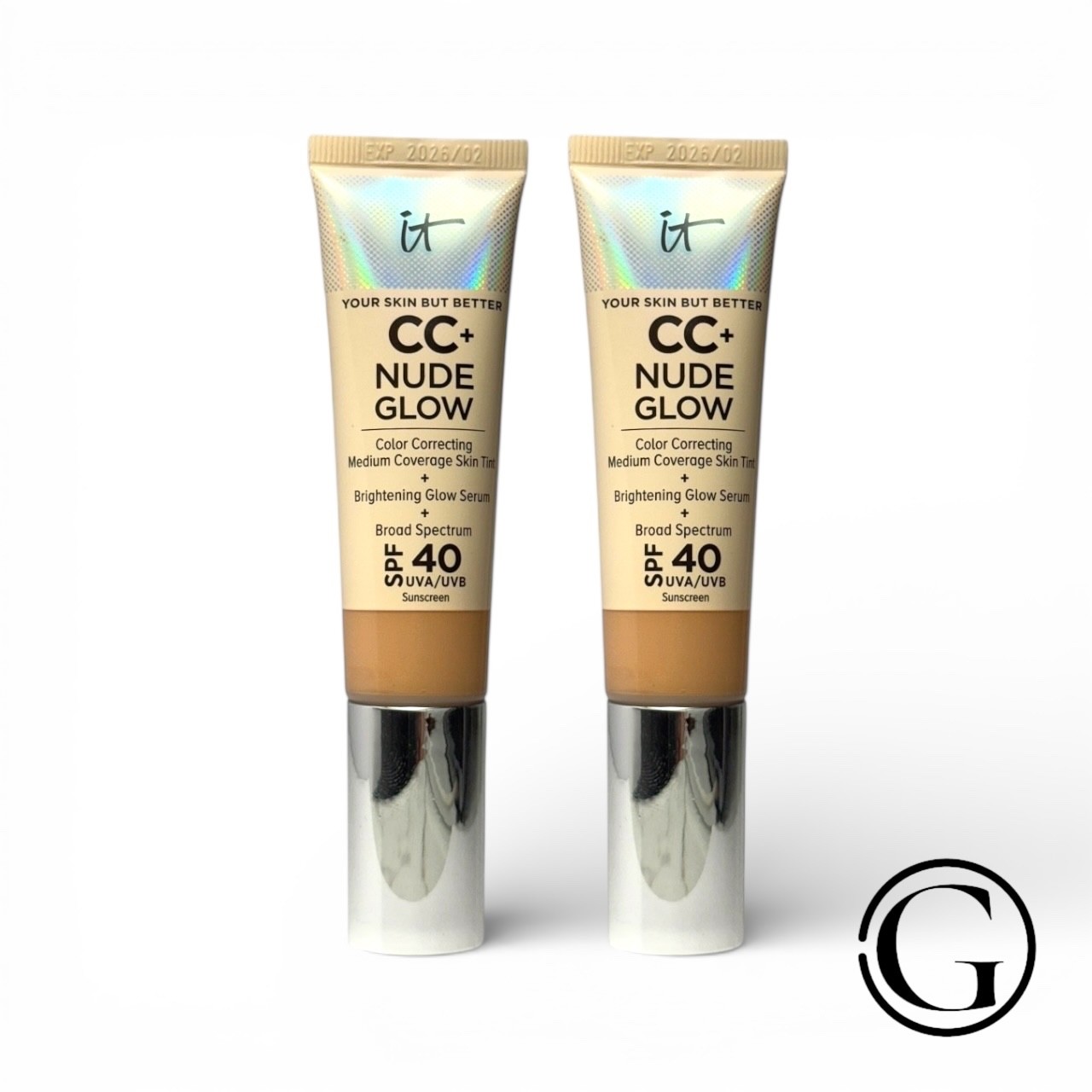 2 PACK IT Cosmetics CC+ Nude Glow Serum Coverage Foundation MEDIUM 1.06OZ 02/26