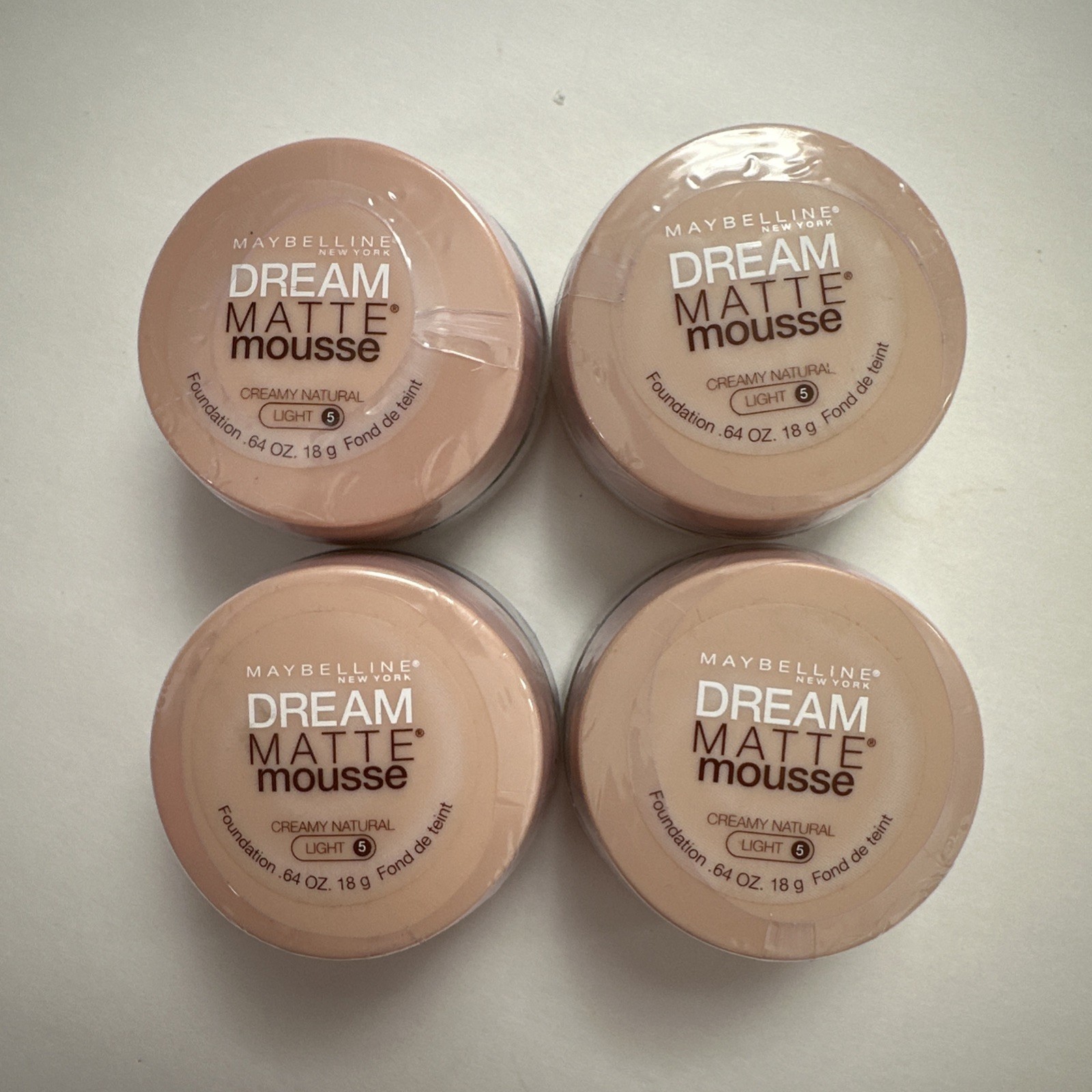 (4) Maybelline Dream Matte Mousse Foundation Creamy Natural Light 5 .64oz