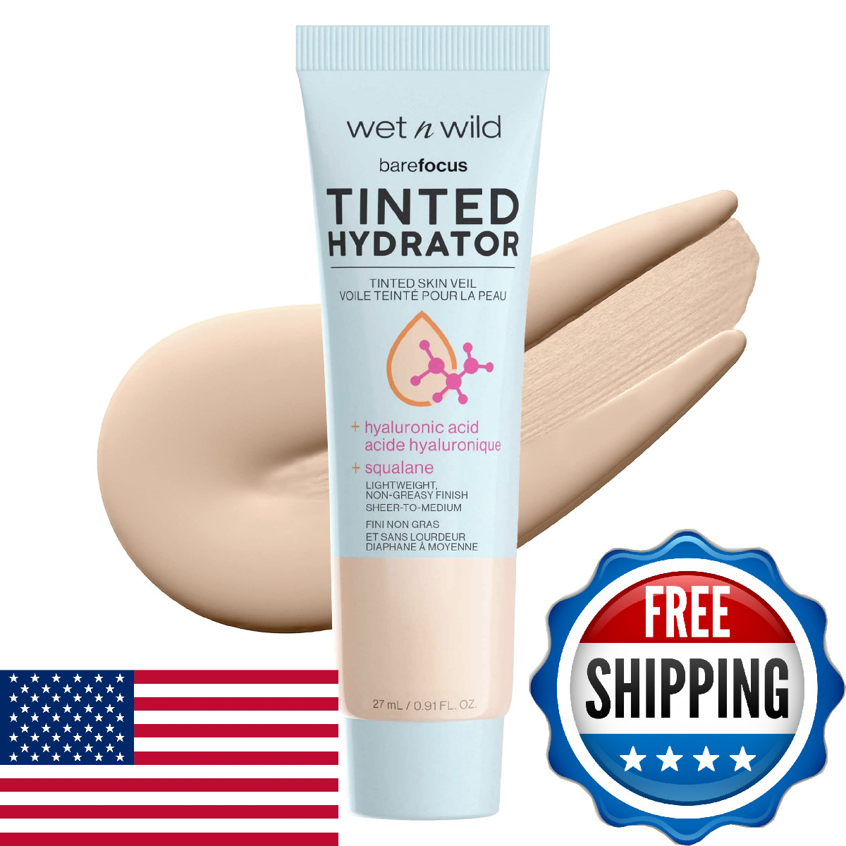 wet n wild Bare Focus Tinted Hydrator Tinted Skin Veil, Lightweight Buildable Co