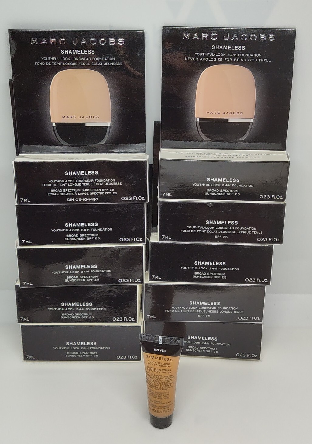 MARC JACOBS Shameless 24H Foundation Y420 TAN 0.23oz/7ml (LOT OF 10)