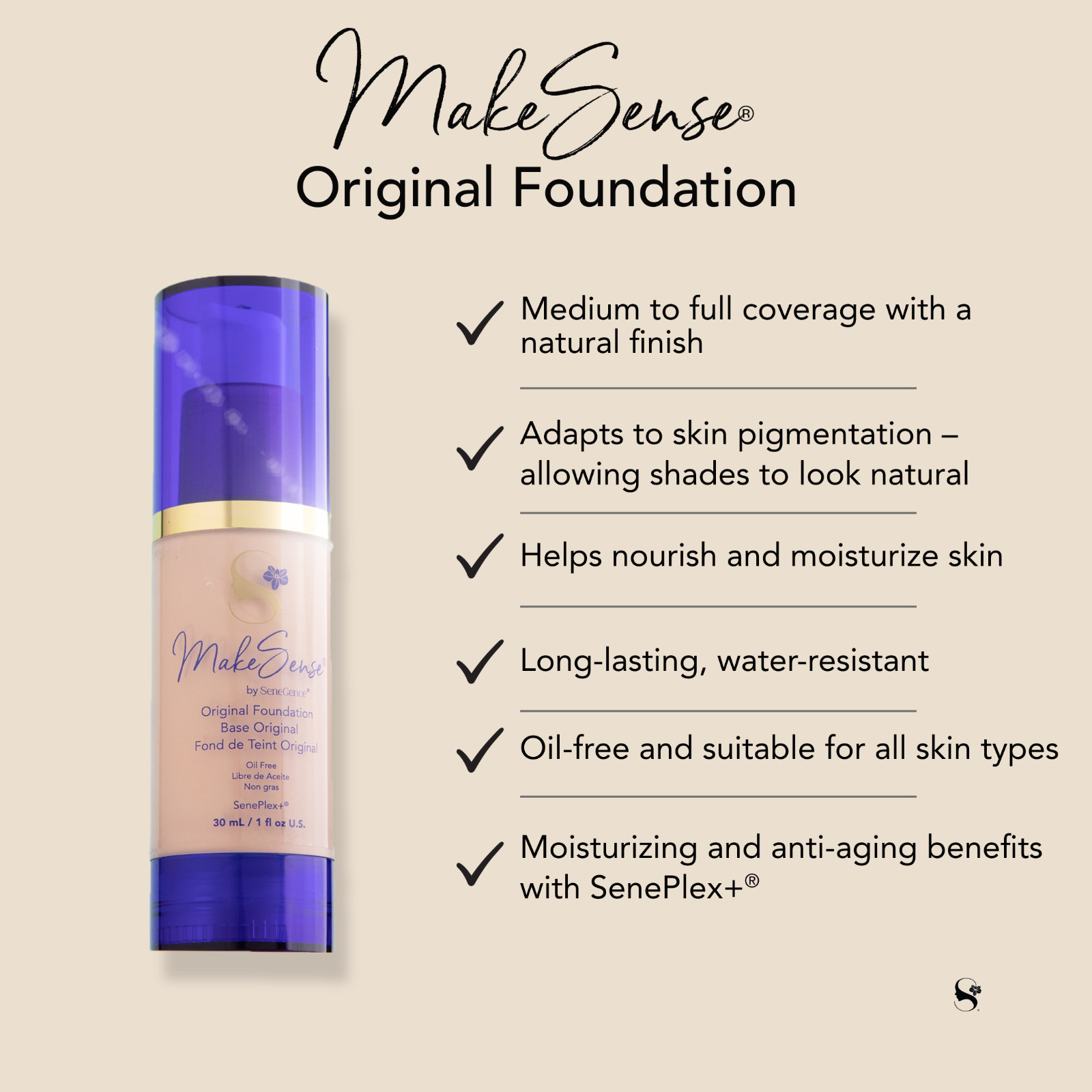 💋 MAKESENSE ORIGINAL FOUNDATION SeneGence New!! Sealed!! FREE SHIPPING!!