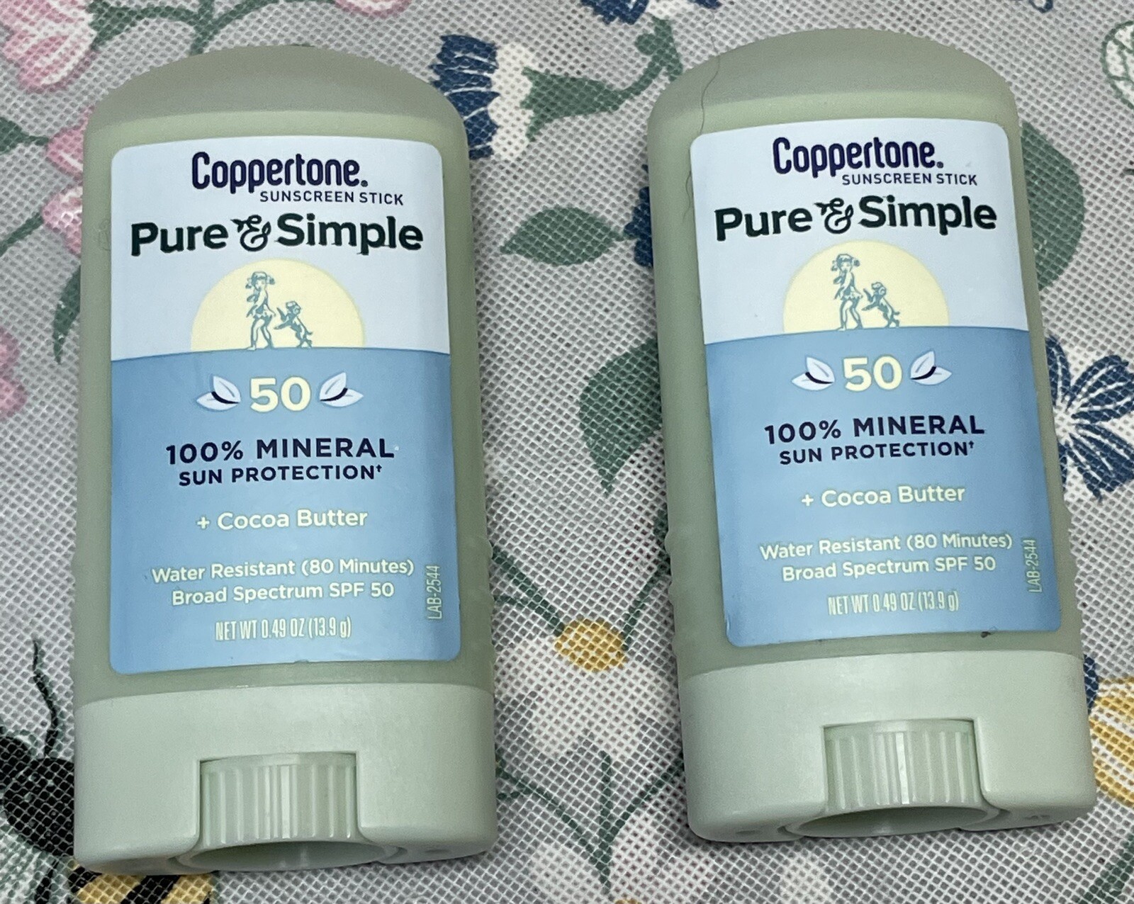 Coppertone Pure and Simple Mineral Sunscreen Stick SPF 50, Lot Of 2 New